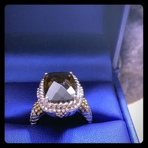 Sterling Silver Large Brown Topaz Ring Size 8